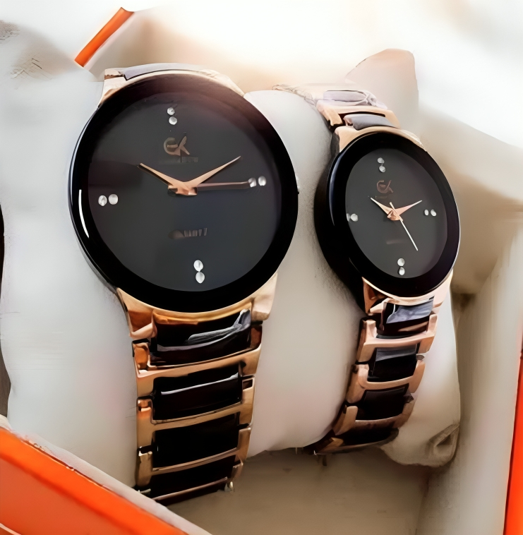 Modern Black & Gold Couple Watches – Automatic Mechanical Movement
