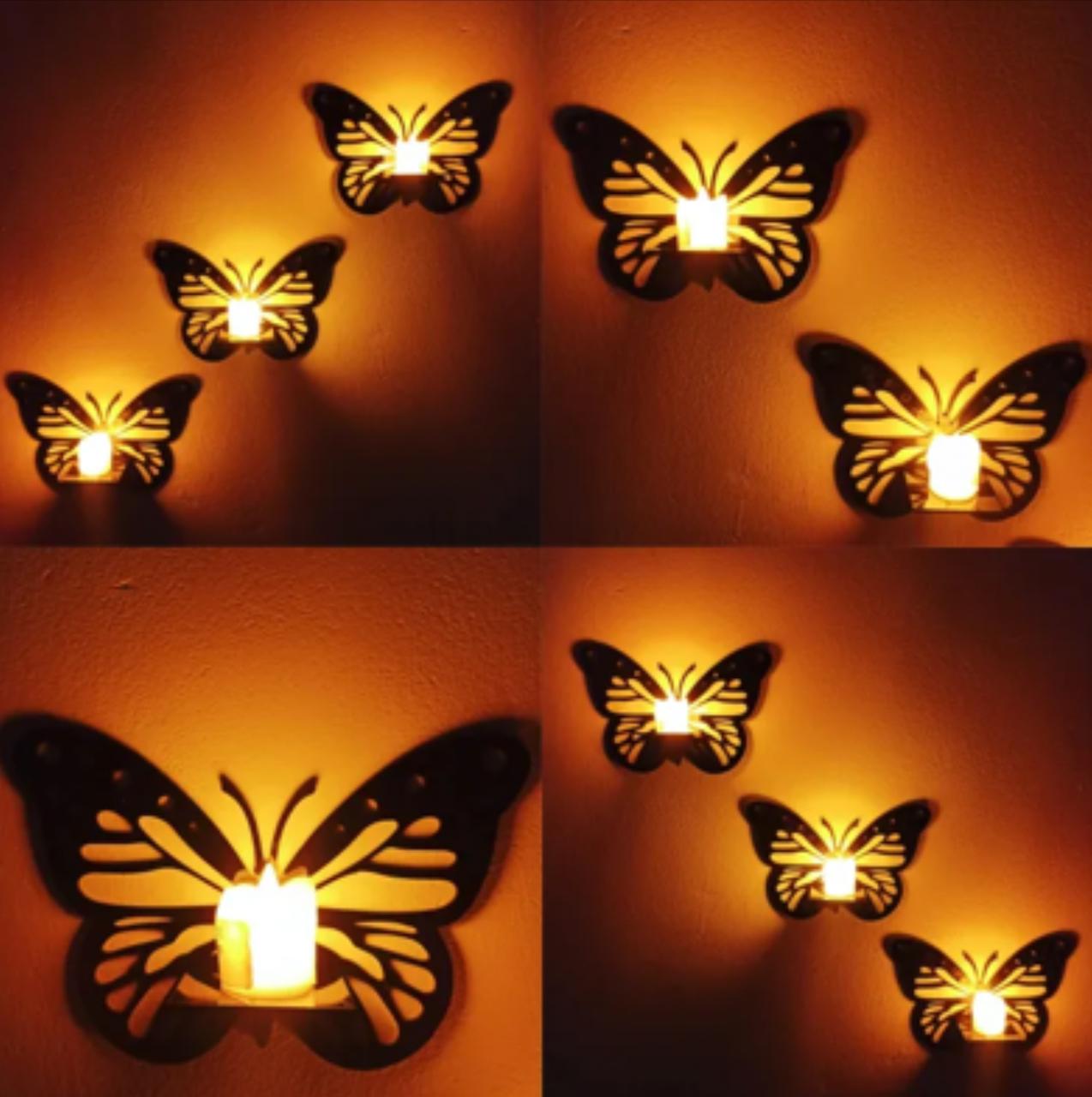 Pack of 3 Decorative Butterfly Wall Shelf, Latest Butterfly Candle Stand, Wall Decor Ideas,