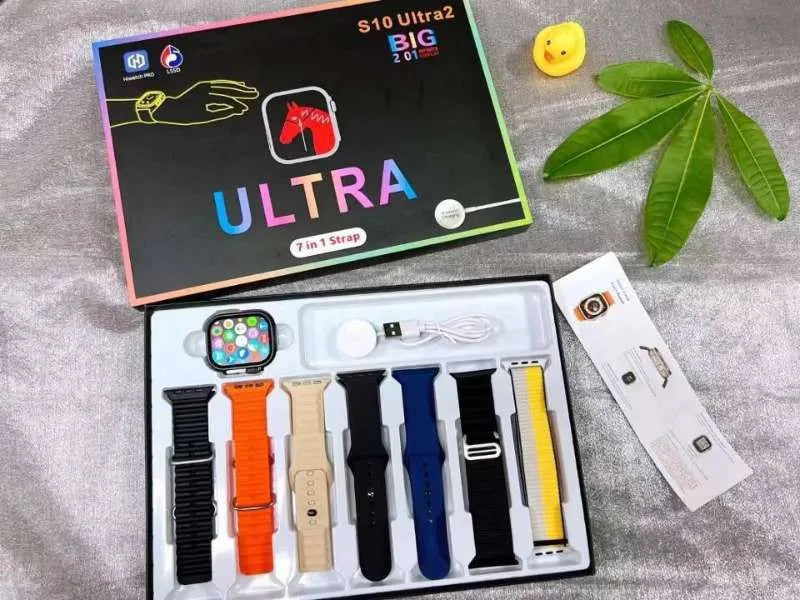 S10 Ultra 2 Smart Watch 49mm Dial β 7-in-1 Set with 7 Straps, 2.01-inch Display, Bluetooth Call,