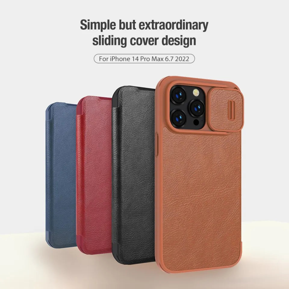 Nillkin Flip Camera Protective Leather Case for iPhone 14 Pro Max Phone Cases