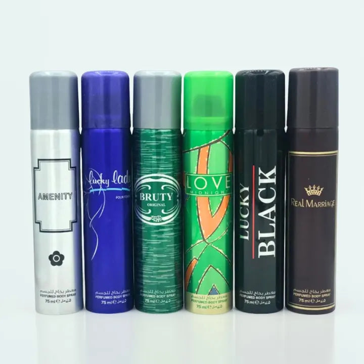 Pack of 6 Body Sprays for Women Long Time Fragrance 75ml Each