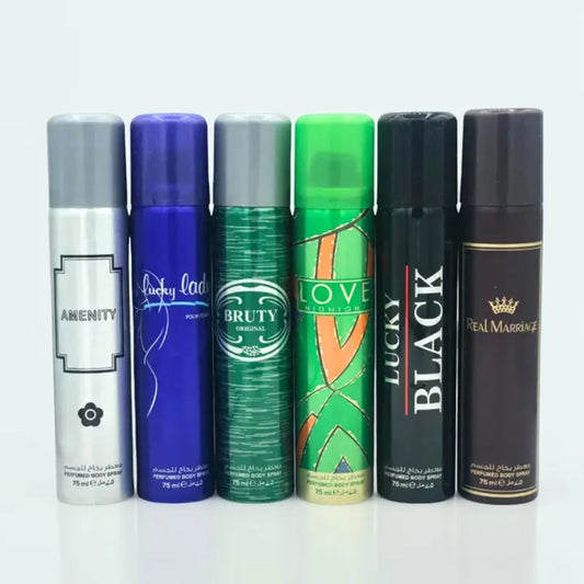 Pack of 6 Body Sprays for Women Long Time Fragrance 75ml Each