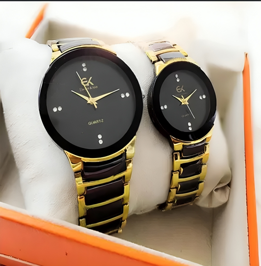 Modern Black & Gold Couple Watches – Automatic Mechanical Movement