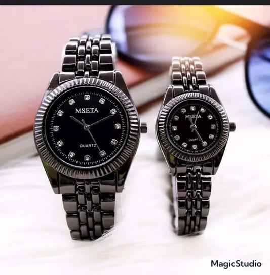 MSETA Elegant Stone Dial Couple Watches with Chain Strap and Gift Box – Stylish Pair for Men and Women