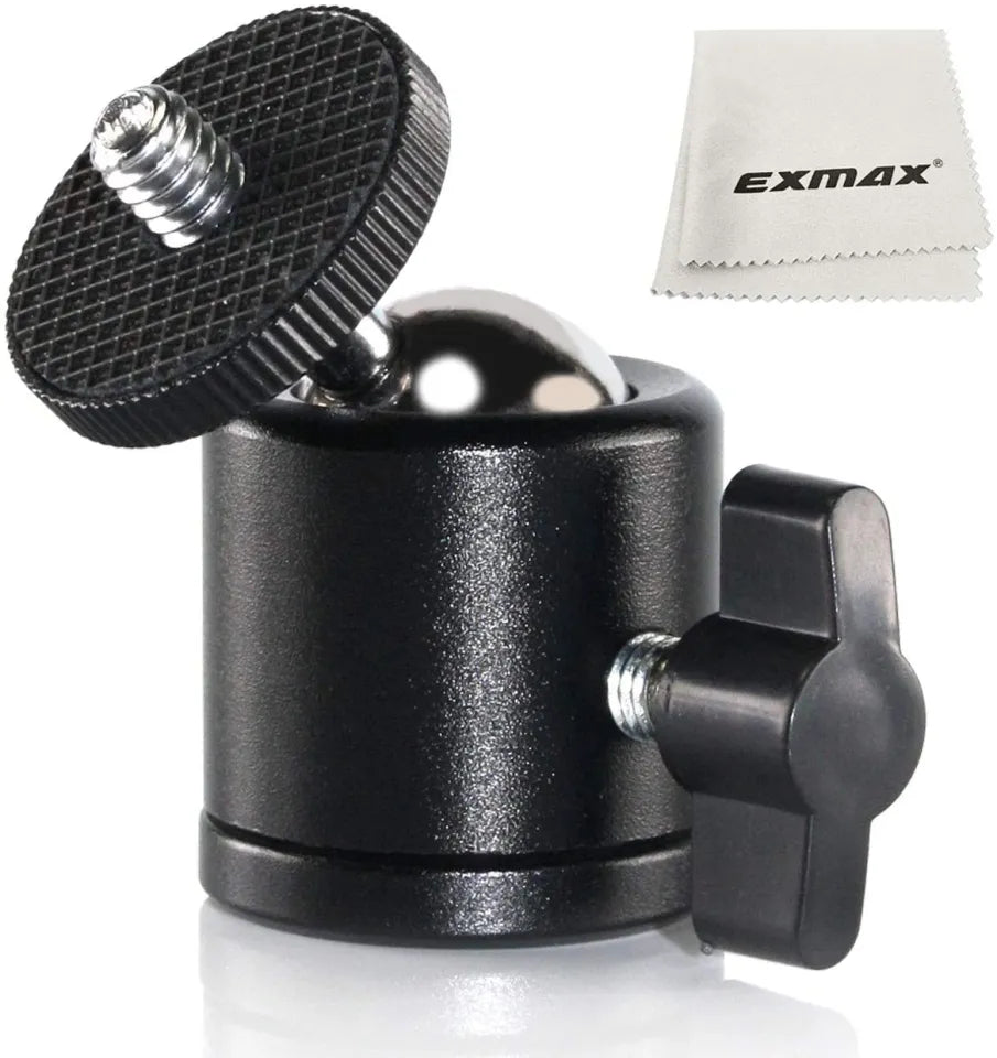 Ball Head Metal Mount 360 Adjustable head for Tripod Monopod Stand Ring Light - Black
