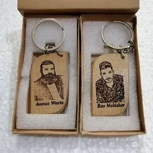 Wooden Keychain Customized with Photo and Name