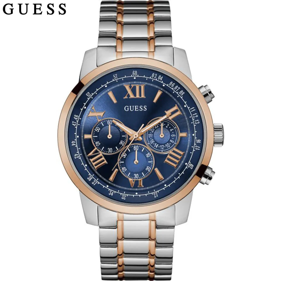 Guess Blue Dial Two-Tone Stainless Steel Chronograph Watch For Men