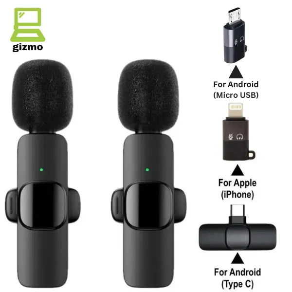 k8 Wireless MIC Type C/IOS/Android/AUX 3.5mm Mic K8/K9/K35/K15 Wireless Single/Double Microphone For Interview, Vlogging , Podcast