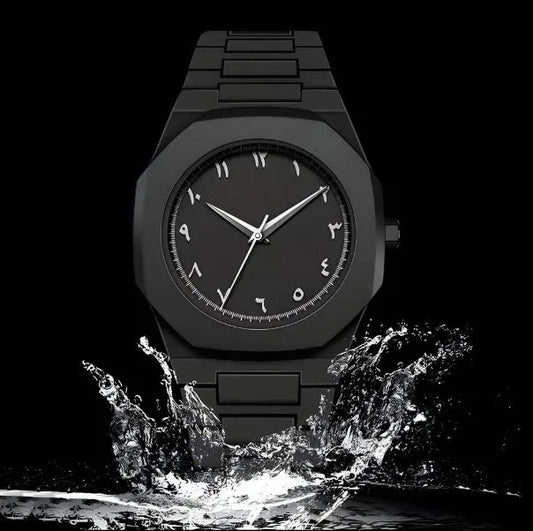 Viral Arabic Aura Black Dial Waterproof Watch For Men/Boys