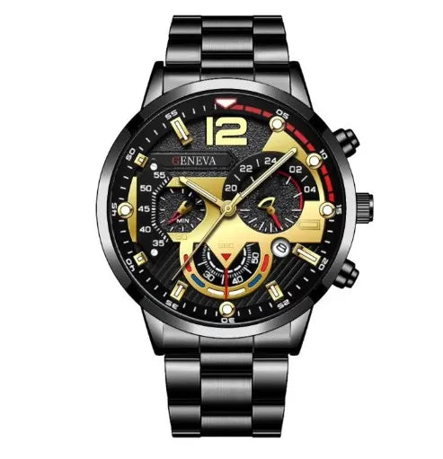 Cross Border Men's Fashion Stainless Steel Band Business Watch Fashion Hands Quartz Watch with Date