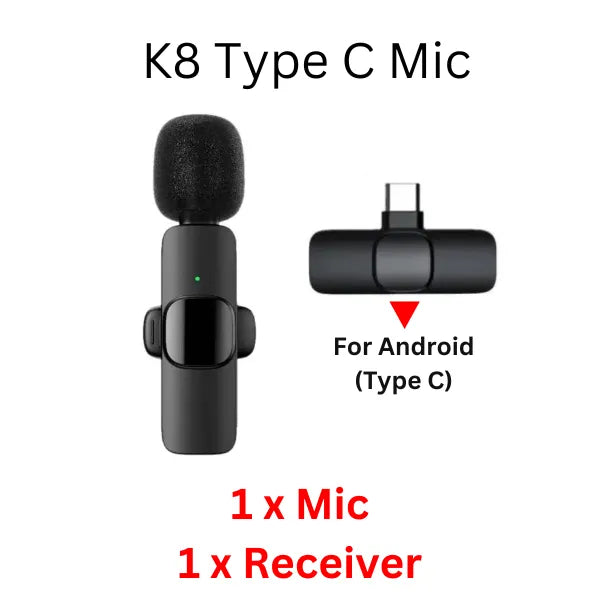 k8 Wireless MIC Type C/IOS/Android/AUX 3.5mm Mic K8/K9/K35/K15 Wireless Single/Double Microphone For Interview, Vlogging , Podcast