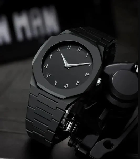 Viral Arabic Aura Black Dial Waterproof Watch For Men/Boys