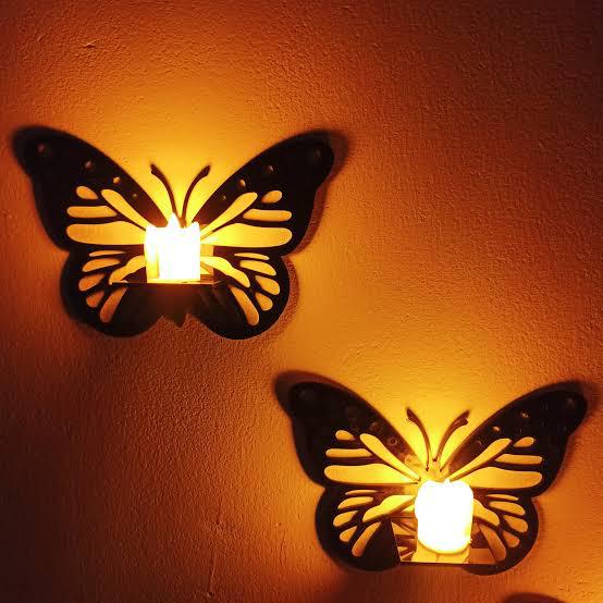 Pack of 3 Decorative Butterfly Wall Shelf, Latest Butterfly Candle Stand, Wall Decor Ideas,