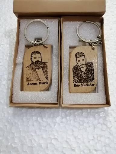 Wooden Keychain Customized with Photo and Name