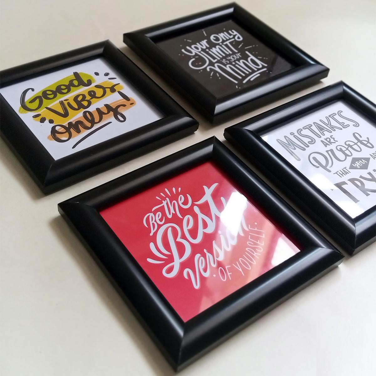 Motivational Inspirational Quotes Frames with Free Print 5x5 inch Home Decoration Picture Gallery for Living Room Bedroom Study Room