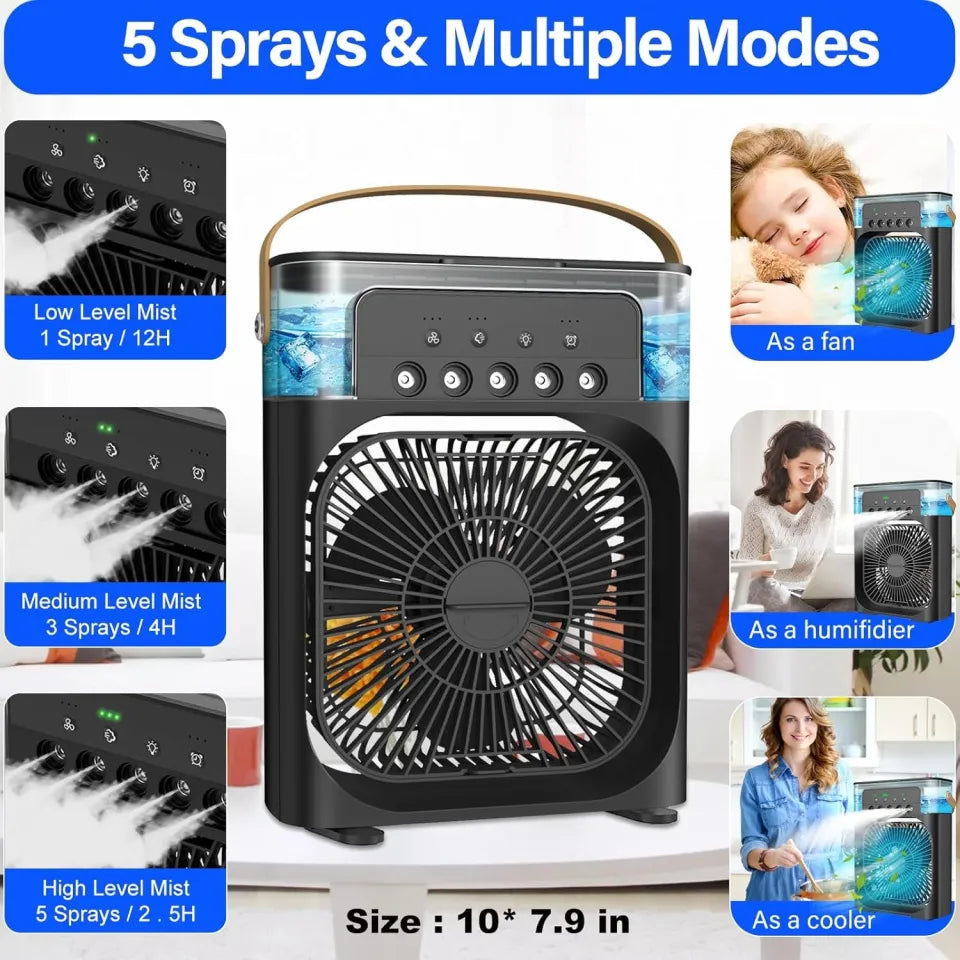Portable Air Conditioner Fan - Portable Mini Cooler Air Conditioner Water Cooler Small AC for Office, Home Cooling, Summer Fan Hot or Cold USB Compatible Tumbler Bottle 3 Fast Spee