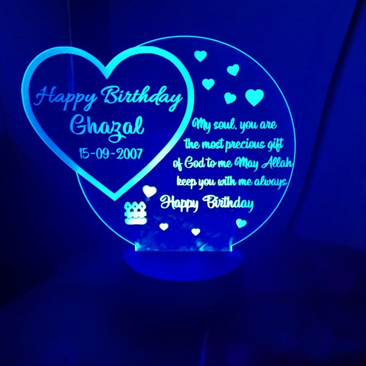 Dotz Brand 3d Birthday illusion Lamp, 3d Light Lamp, Decorating Item Lamps for Bedroom, Customised Gifts, Lamp, Gifts for Girls, Table Lamp.