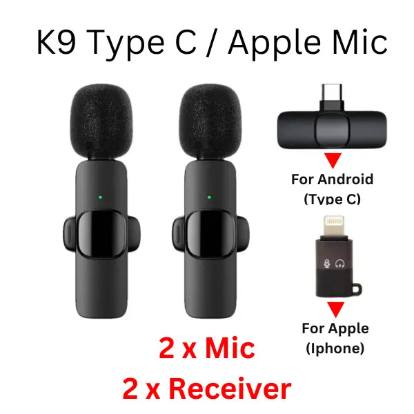 k8 Wireless MIC Type C/IOS/Android/AUX 3.5mm Mic K8/K9/K35/K15 Wireless Single/Double Microphone For Interview, Vlogging , Podcast