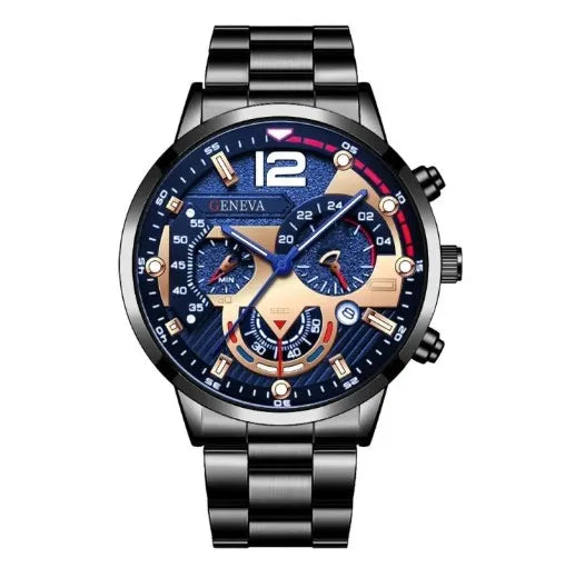 Cross Border Men's Fashion Stainless Steel Band Business Watch Fashion Hands Quartz Watch with Date