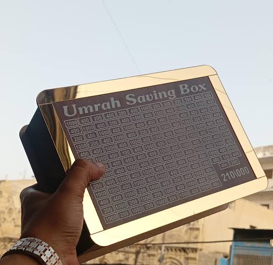 Umrah Saving Box - Wooden Islamic Money Saving Box 280 Day Umrah Saving Box Plan
