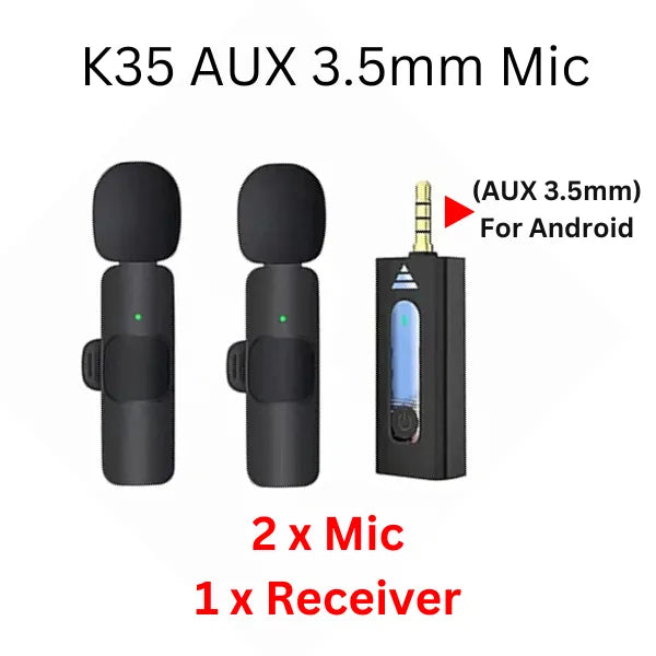 k8 Wireless MIC Type C/IOS/Android/AUX 3.5mm Mic K8/K9/K35/K15 Wireless Single/Double Microphone For Interview, Vlogging , Podcast