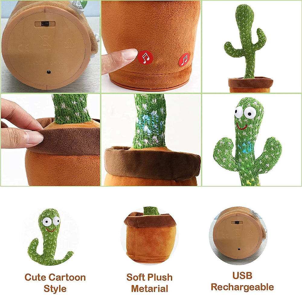 Cute Dancing Cactus Toy for Kids | Talking Dancing Shaking & Talk Back with Lights